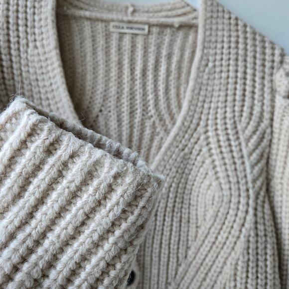 Ulla Johnson Alpaca Blend Chunky Knit Cardigan Sweater Women Sz Medium Cream EUC - Picture 11 of 16